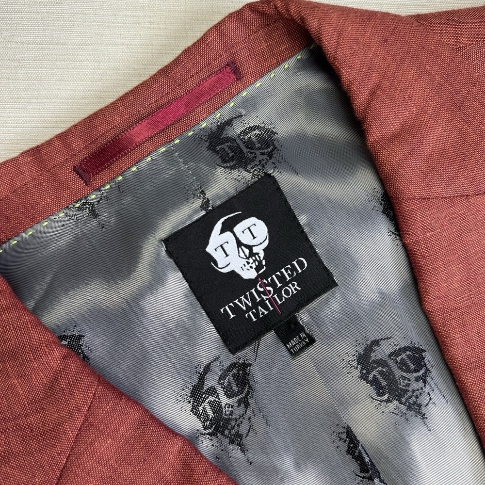 Twisted Tailor Panther Jacket Linen Blazer Twisted Comb Men 44 Rust Red Vacation - Picture 11 of 13